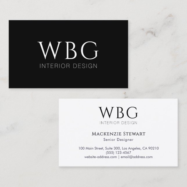 Elegant Monogram Minimalist Professionell Business Visitkort (Fram/baksida)