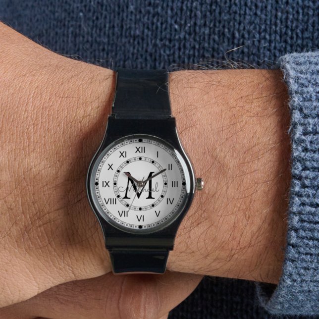 elegant monogram minimalistisk Silikonband svart Armbandsur (Skapare uppladdad)