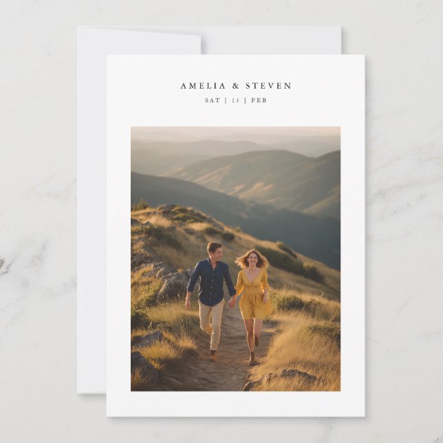 Elegant Monogram - minimalistiskt foto Bröllop Inbjudningar (Framsida)