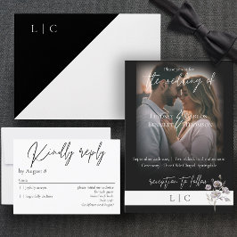 Elegant monogram minsta svarta kalligrafi inbjudningar