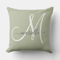Elegant Monogram Mjukgrön Kuddthrow