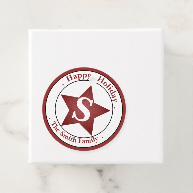 Elegant Monogram Modern anpassat namn Lycklig Helg Gåvor Etiketter (På plats)