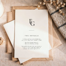 Elegant Monogram Modern Bröllopsdetaljer Tilläggskort