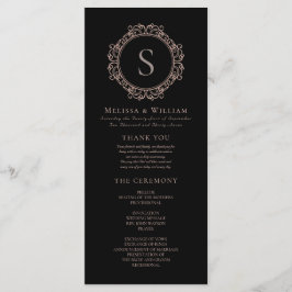 Elegant Monogram Modern Classic Black Bröllop Program