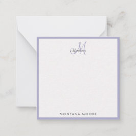 Elegant Monogram Modern enkel Girly Peri-Lila Anteckningskort