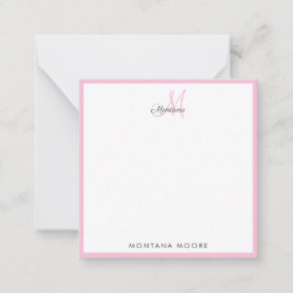 Elegant Monogram Modern enkel Rosa för flickor Anteckningskort