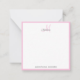 Elegant Monogram Modern enkel Rosa för flickor Anteckningskort