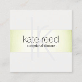 Elegant Monogram Modern Faux Lime Green Foil Fyrkantigt Visitkort