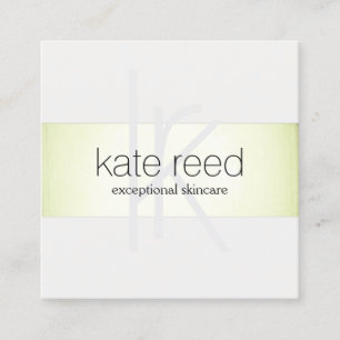 Elegant Monogram Modern Faux Lime Green Foil Fyrkantigt Visitkort