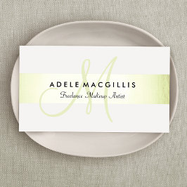 Elegant Monogram Modern Faux Lime Green Foil Visitkort