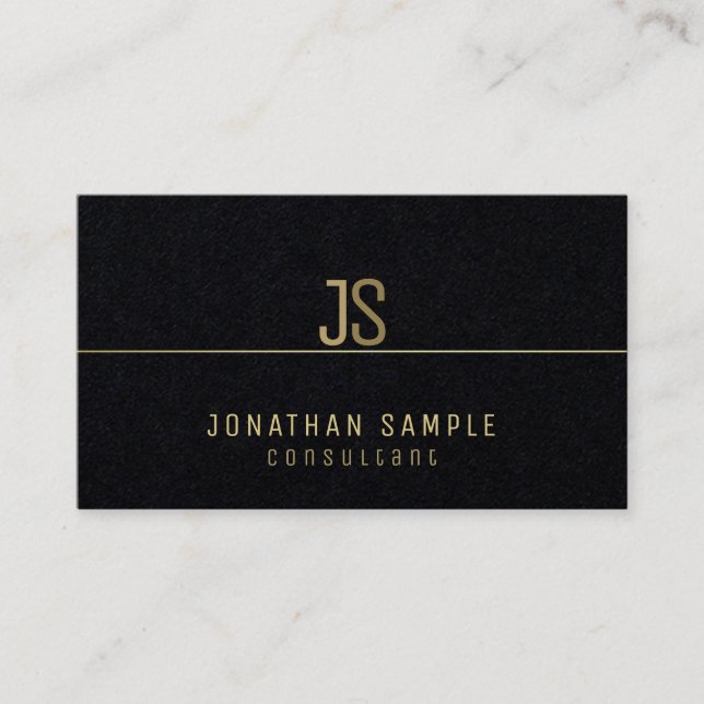 Elegant Monogram Modern Guld Namn Elite Mall Visitkort (Framsida)