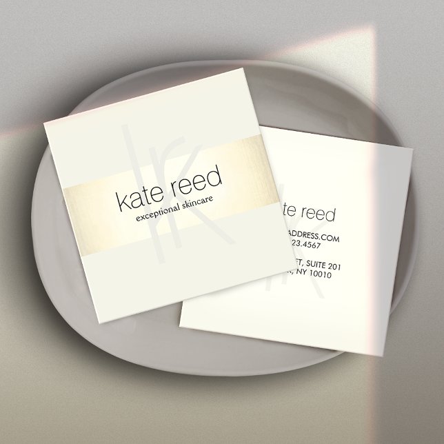 Elegant Monogram Modern Guld Rand-torget Fyrkantigt Visitkort (Skapare uppladdad)