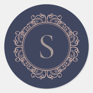 Elegant Monogram Modern Klassiker Runt Klistermärke