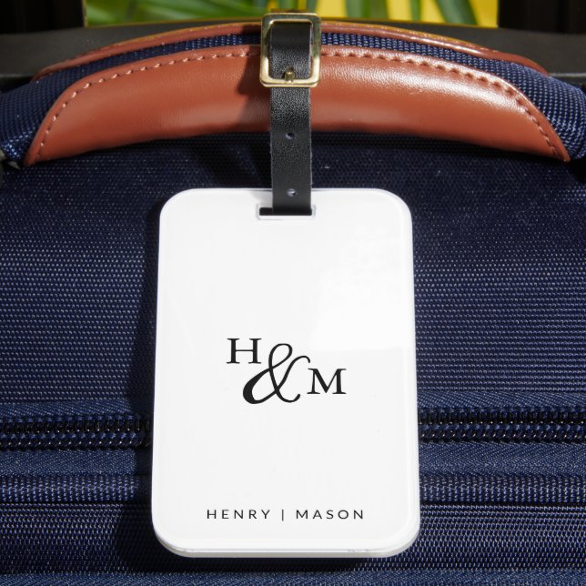 Elegant Monogram Modern Minimalist Bagageetikett Bagagebricka (Framsida Insitu 2)
