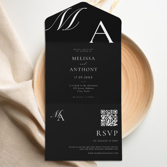 Elegant Monogram Modern Minimalist Bröllop (Skapare uppladdad)
