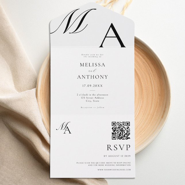Elegant Monogram Modern Minimalist Bröllop (Skapare uppladdad)