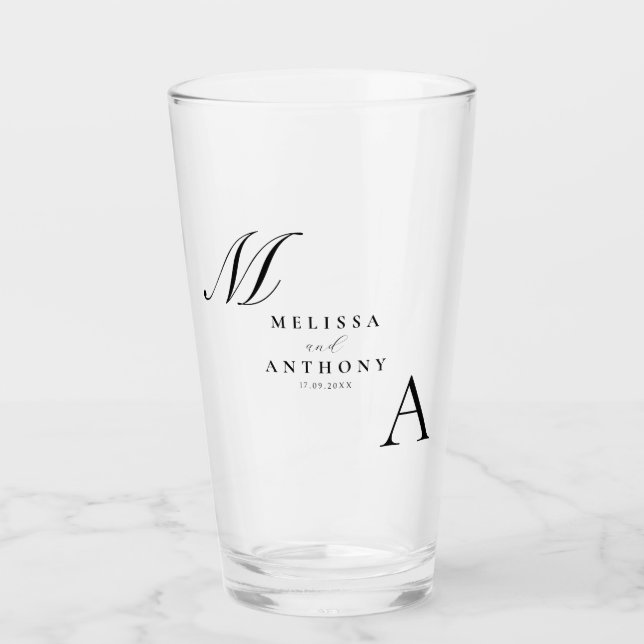Elegant Monogram Modern Minimalist Bröllop Glaskopp (Framsida)