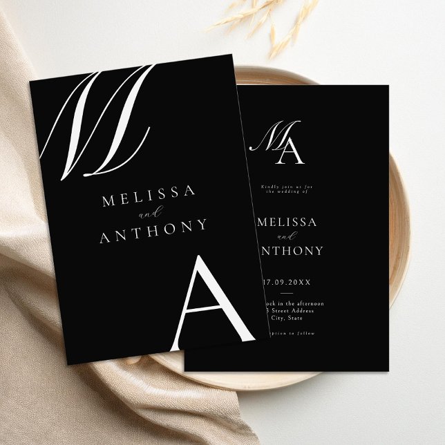 Elegant Monogram Modern Minimalist Bröllop Inbjudningar (Skapare uppladdad)