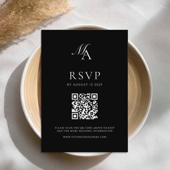 Elegant Monogram Modern Minimalist Bröllop OSA Kort (Skapare uppladdad)