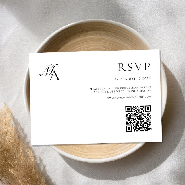 Elegant Monogram Modern Minimalist Bröllop OSA Kort (Skapare uppladdad)