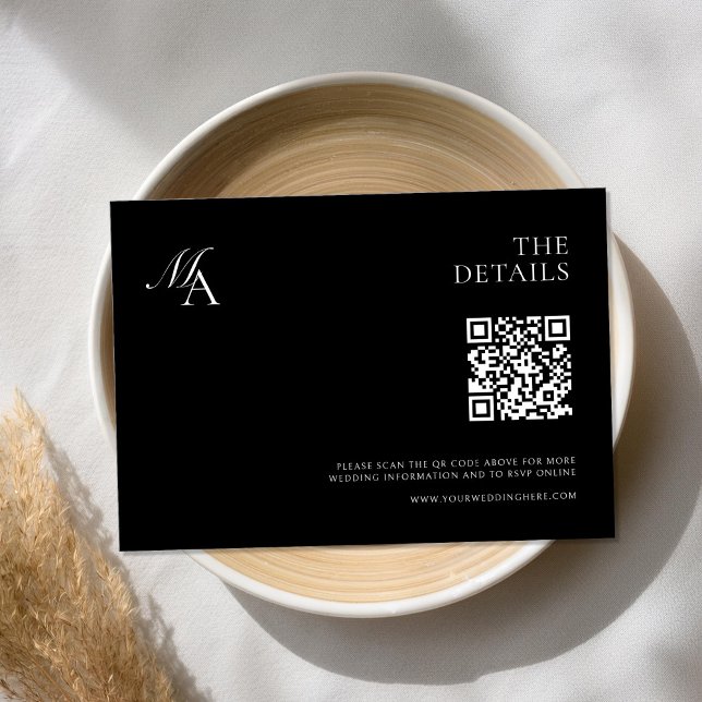 Elegant Monogram Modern Minimalist Bröllop Tilläggskort (Skapare uppladdad)