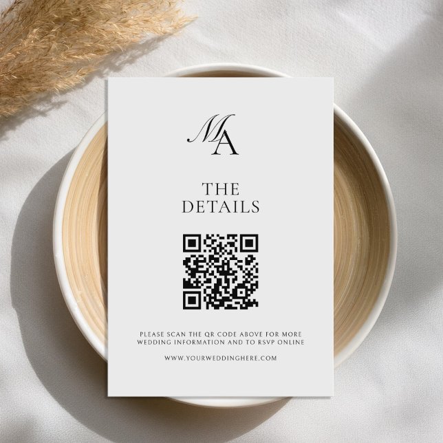 Elegant Monogram Modern Minimalist Bröllop Tilläggskort (Skapare uppladdad)