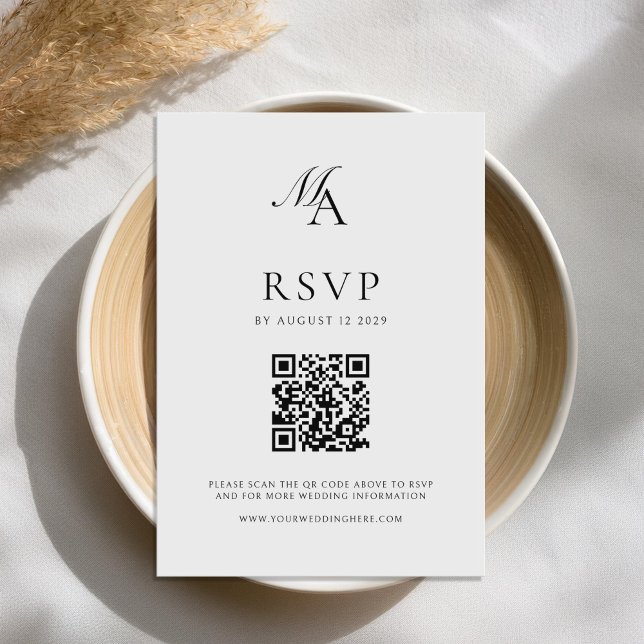 Elegant Monogram Modern Minimalistisk Bröllop OSA Kort (Skapare uppladdad)