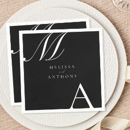 Elegant Monogram Modern Minimalistisk Bröllop Pappersservett