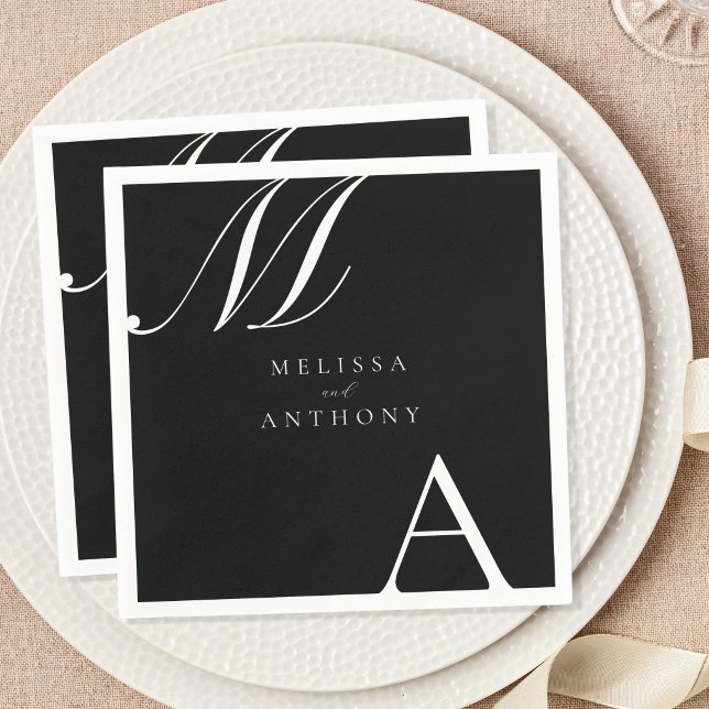 Elegant Monogram Modern Minimalistisk Bröllop Pappersservett (Skapare uppladdad)
