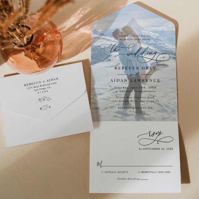 Elegant Monogram Modern Photo Bröllop (Skapare uppladdad)