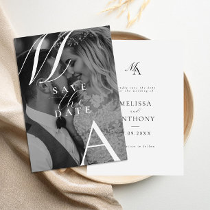 Elegant Monogram Modern Photo Bröllop Spara Datumet