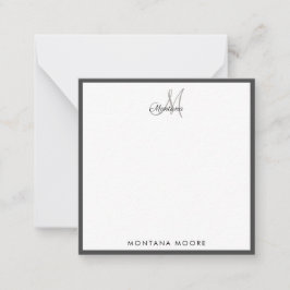 Elegant Monogram Modern Simple Girly Black Anteckningskort