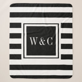 Elegant Monogram Modern Svart Vit Rand