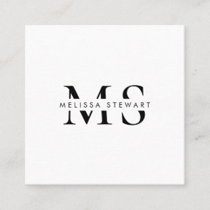 Elegant monogram modern svartvit professionell fyrkantigt visitkort