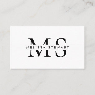 Elegant monogram modern svartvit professionell visitkort