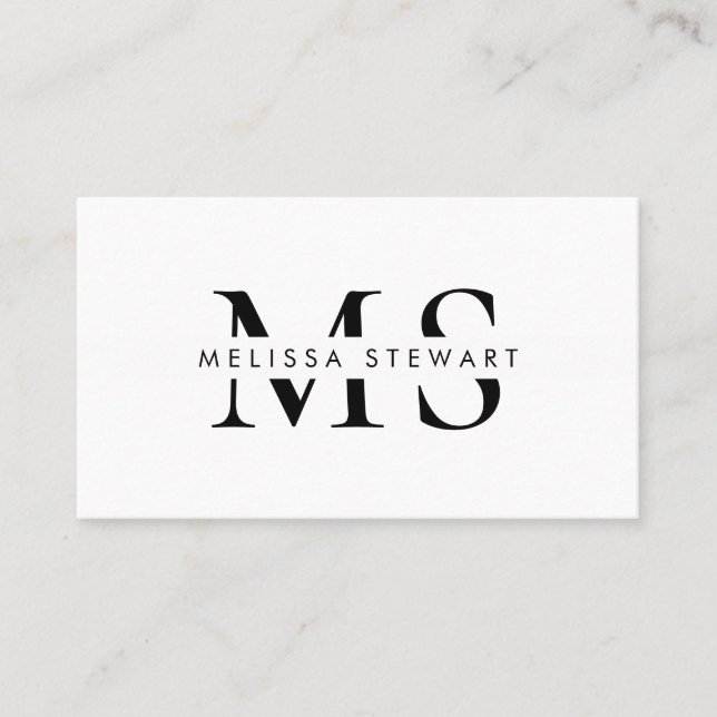 Elegant monogram modern svartvit professionell visitkort (Framsida)