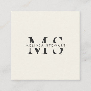Elegant monogram modern vanlig beige-professionell fyrkantigt visitkort