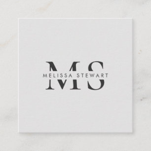 Elegant monogram modern vanlig grått-professionell fyrkantigt visitkort