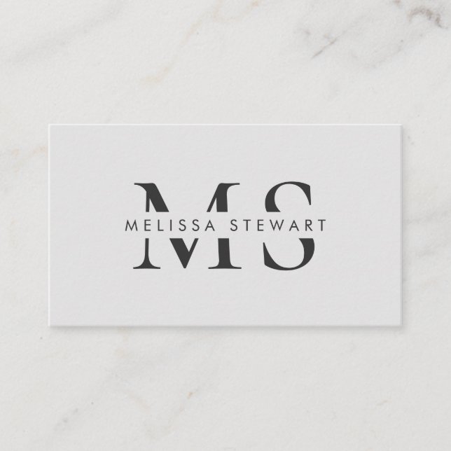 Elegant monogram modern vanlig grått-professionell visitkort (Framsida)