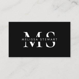 Elegant monogram modern vit svart professionell visitkort
