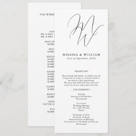 Elegant Monogram Moderna Initialer Vit Bröllop Program