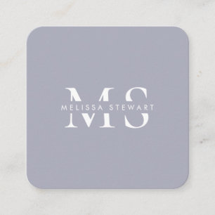 Elegant monogram modernt silver grått avrundat fyrkantigt visitkort