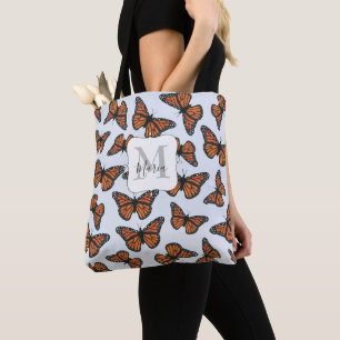 Elegant Monogram Monarch Butterflies-Blommigt Tygkasse