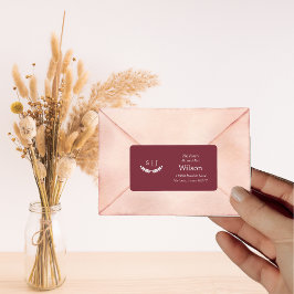 Elegant Monogram Mörk Red Jewel Tone ReturnAddress Adressetikett