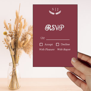 Elegant Monogram Mörkröd Juvelton RSVP-kort Inbjudningar