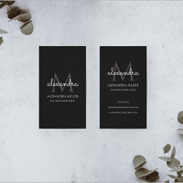 Elegant Monogram Namn Black and White Visitkort