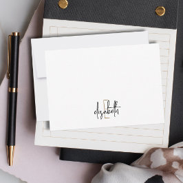 Elegant Monogram Namn Black Guld Anteckningskort