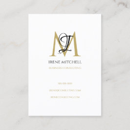 Elegant Monogram Namn Black White Guld Visitkort