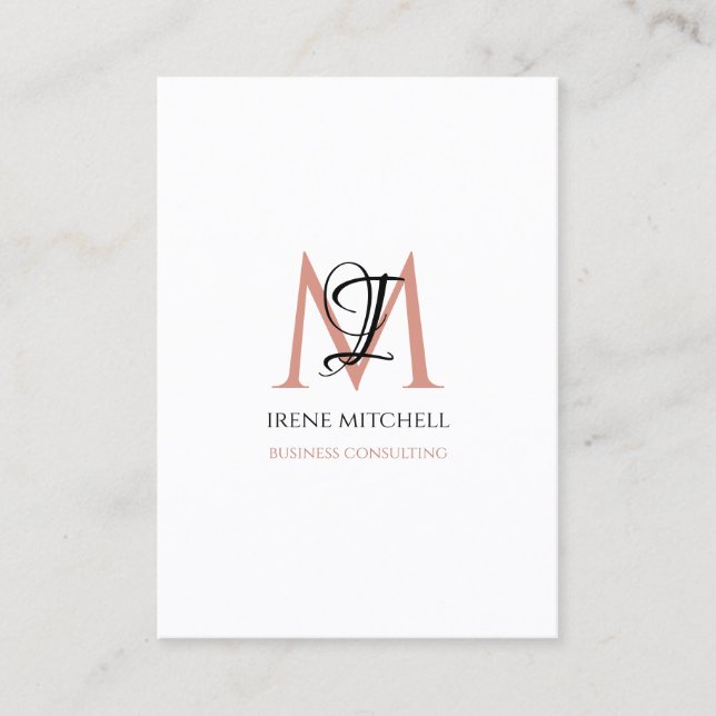 Elegant Monogram Namn Black White Ro Guld Visitkort (Framsida)