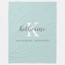 Elegant Monogram Namn Blue Fleece Blanket